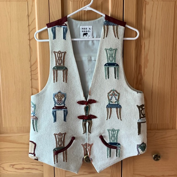 Vintage Tops - Vintage Max & Mabel chair print vest